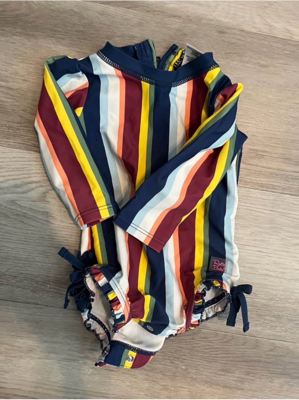 Ruffle Butts Multi-Stripe Long Sleeve One-Piece Swimsuit